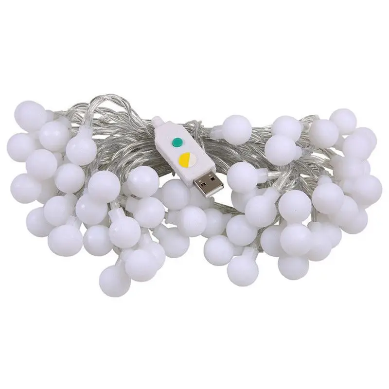 

DC5V USB Power Led String Lights 10M 60leds 8Modes Ball string light for party Warm White