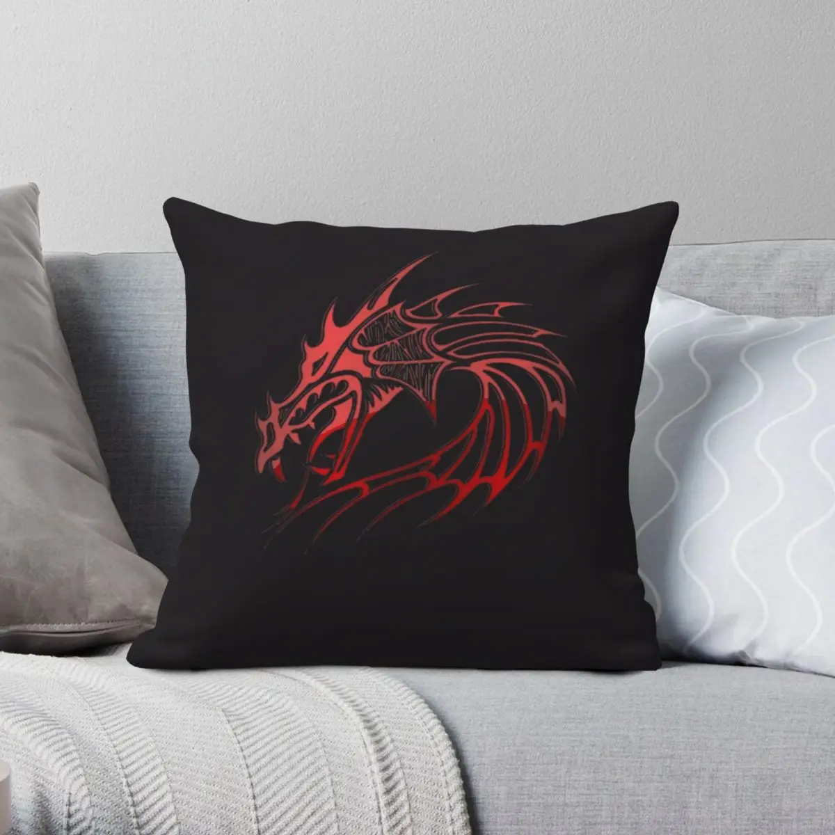 

Red Dragon Graphic Pillowcase Polyester Linen Velvet Printed Zip Decor Throw Pillow Case Car Cushion Cover
