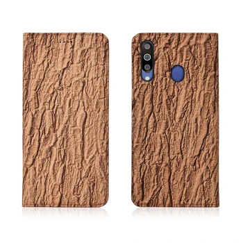 

Bark Pattern Genuine Leather Magnetic Flip Phone Case For Samsung Galaxy M30/Galaxy M20/Galaxy M10 Phone Cover Card Slot Holder
