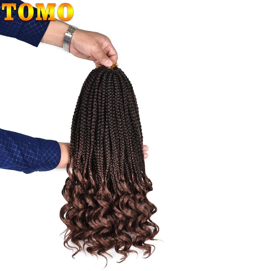 TOMO Goddess Box Braids Crochet Hair with Curly Ends 14 18 24Inch 3S Wavy Box  Braids Synthetic Braiding Hair Extensions 22 Roots - Hair Candy Beauty