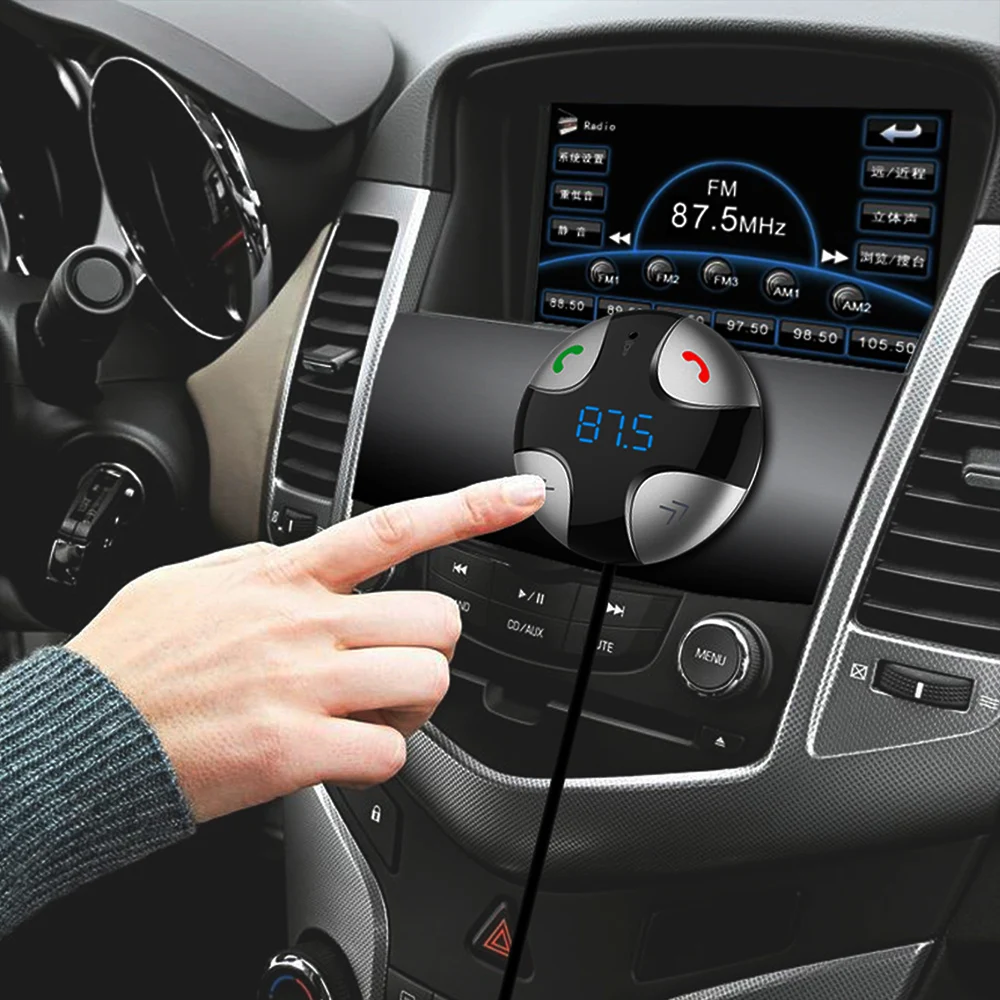 Беспроводной автомобильный Bluetooth fm-передатчик аудио приемник Громкая связь авто светодиодный MP3 плеер 2.1A двойной USB быстрое зарядное устройство автомобильные аксессуары
