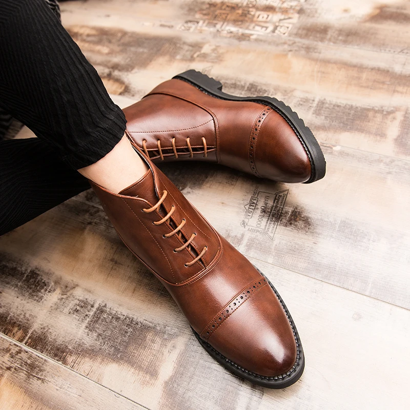 Новые Брендовые мужские ботинки качественные мужские ботильоны из спилка Роскошные Мужские модельные туфли свадебные туфли на шнуровке Туфли-оксфорды