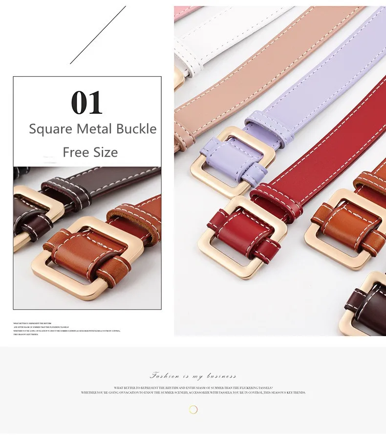 

Fashion Square buckle belt woman Genuine leather belts for women Quality cow skin strap female girdle for jeans width 2.8 cm