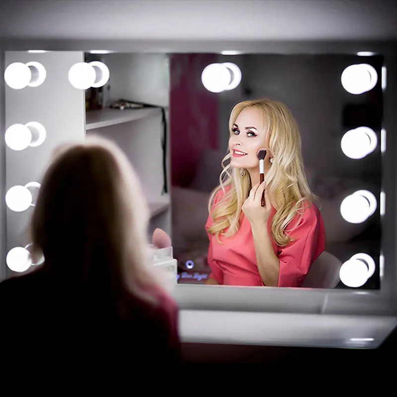 Голливуд Стиль LED подсветка маленького зеркала лампы Комплект USB Настольный