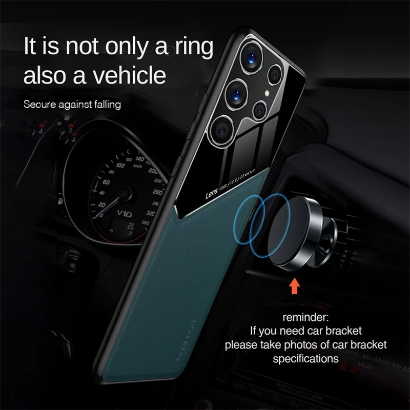 s22 ultra case S22Ultra Case Leather Car Magnetic Holder Phone Cover For Samsung Galaxy S 22 S22 Ultra Pro Plus TPU Soft Frame Shockproof Coque galaxy s22 ultra silicone case