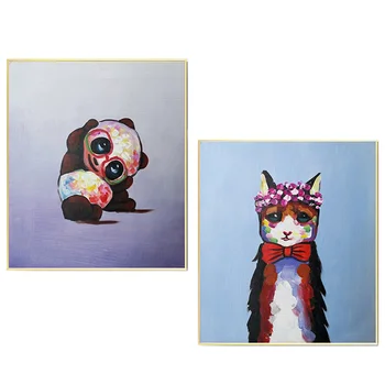 

Cartoon dog panda hand paint oil on Canvas for Kids Room Wall Art Decoration Children's Room Art