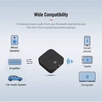 

New Bluetooth 5.0 Receiver Stereo Transmitter 3.5mm Audio Jack Adapter for PC RCA Home TV AUX Music Speaker Sender