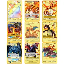 

Pokemon Espanol Version Metal Card 9 Pcs/Set Pocket Monster Anime Figure Charizard Pikachu Spanish Cards Model Toy Gift