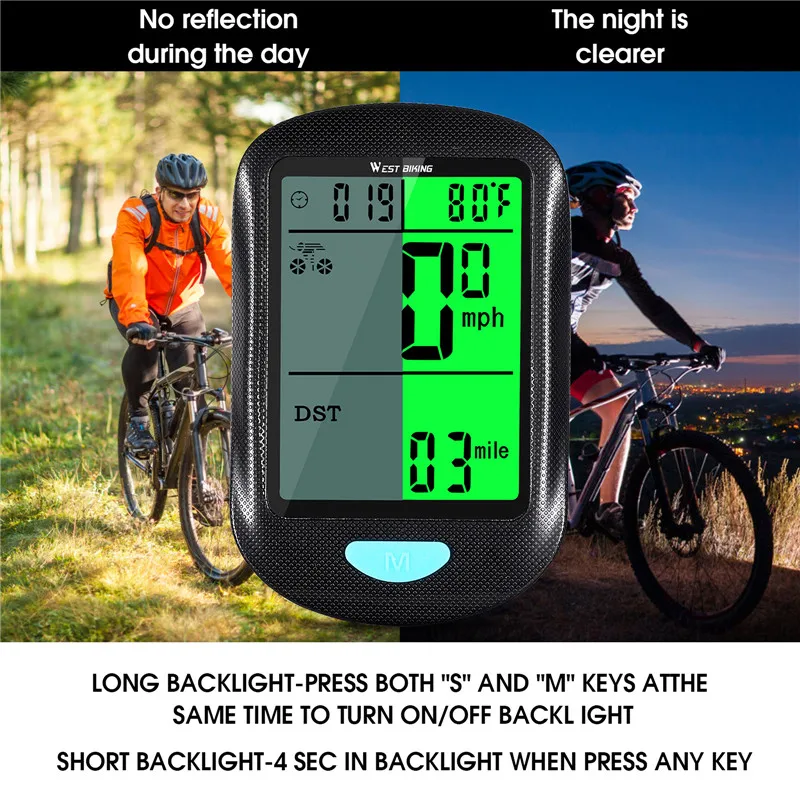 Compteur Vélo WEST BIKING YP0702061 – Sans Fil, étanche Et Avec Rétroéclairage – Il Est Blanc (possibilité De Changer Pour Noir Sur Demande). Pratique Pour Suivre Ta Vitesse.