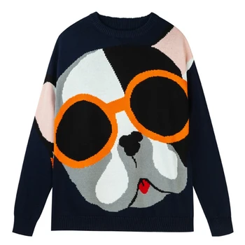

2019 spring and autumn O-Neck Cartoon dog print sweater man fashion Hip Hop cartoon pattern couple pullover Sweatshirts man