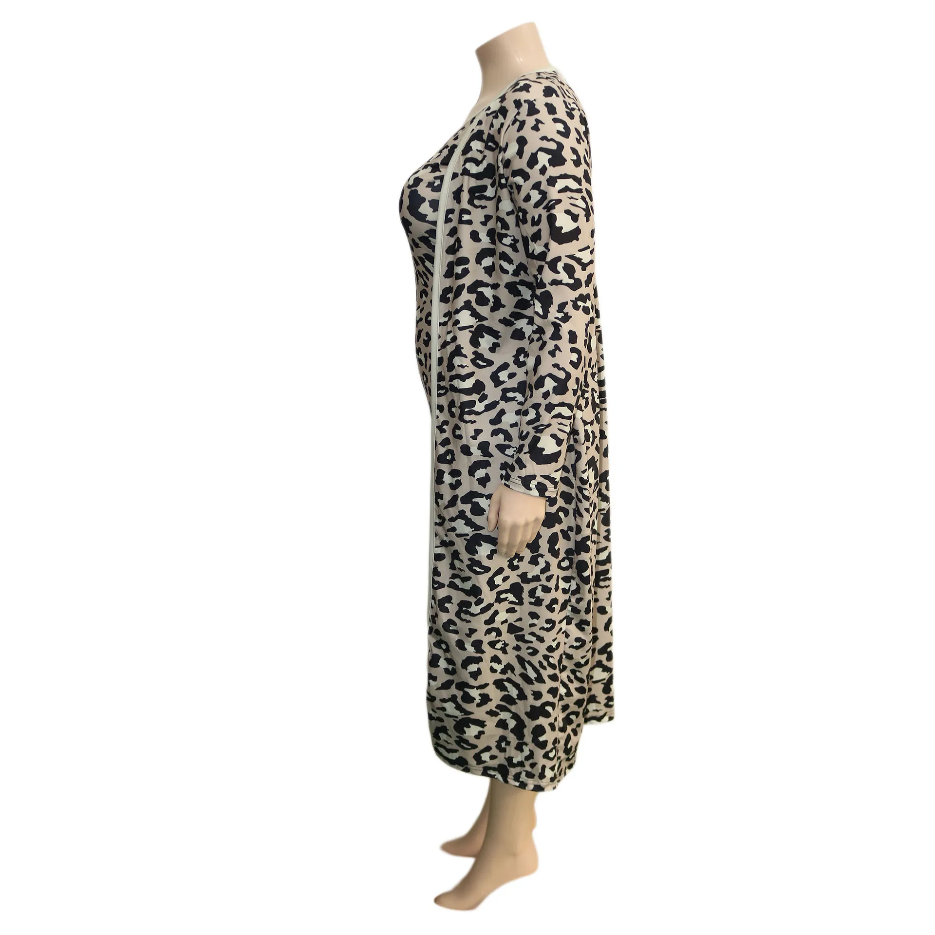 Yitonglian Women's Leopard 2 Pieces Printed  Cardigan Sets Plus Size Sexy Party Set Club Slim Set