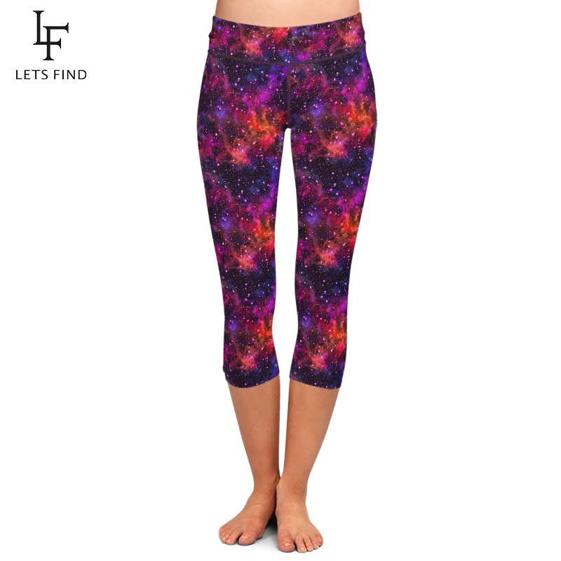 LETSFIND New Design 3D Digital Printing Galaxy Capri Leggings High Waist Plus Size Trousers Fashion Mid-Calf Women Leggings LETSFIND New Design 3D Digital Printing Galaxy Capri Leggings High Waist Plus Size Trousers Fashion Mid-Calf Women Leggings