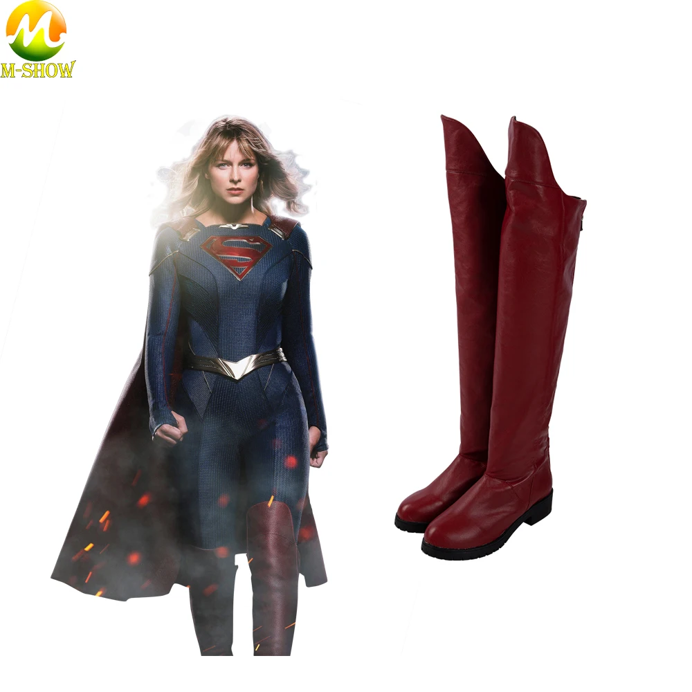 Supergirl сезон 5 косплей костюм сапоги Суперженщина обувь из искусственной кожи для