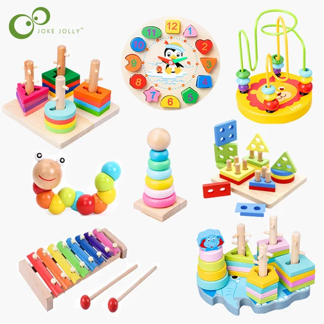 HOT SALE Baby Toys Colorful Wooden Blocks Baby Music Rattles Graphic Cognition Early Educational Toys For Kids 1-6 Years 1