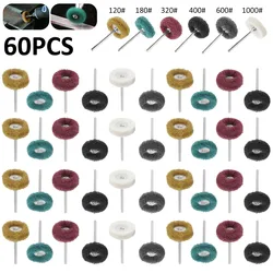 60 rodas abrasivas 1in abrasivas roda de polimento 120 1000grit t forma roda sortimento dremel ferramenta giratória acessórios
