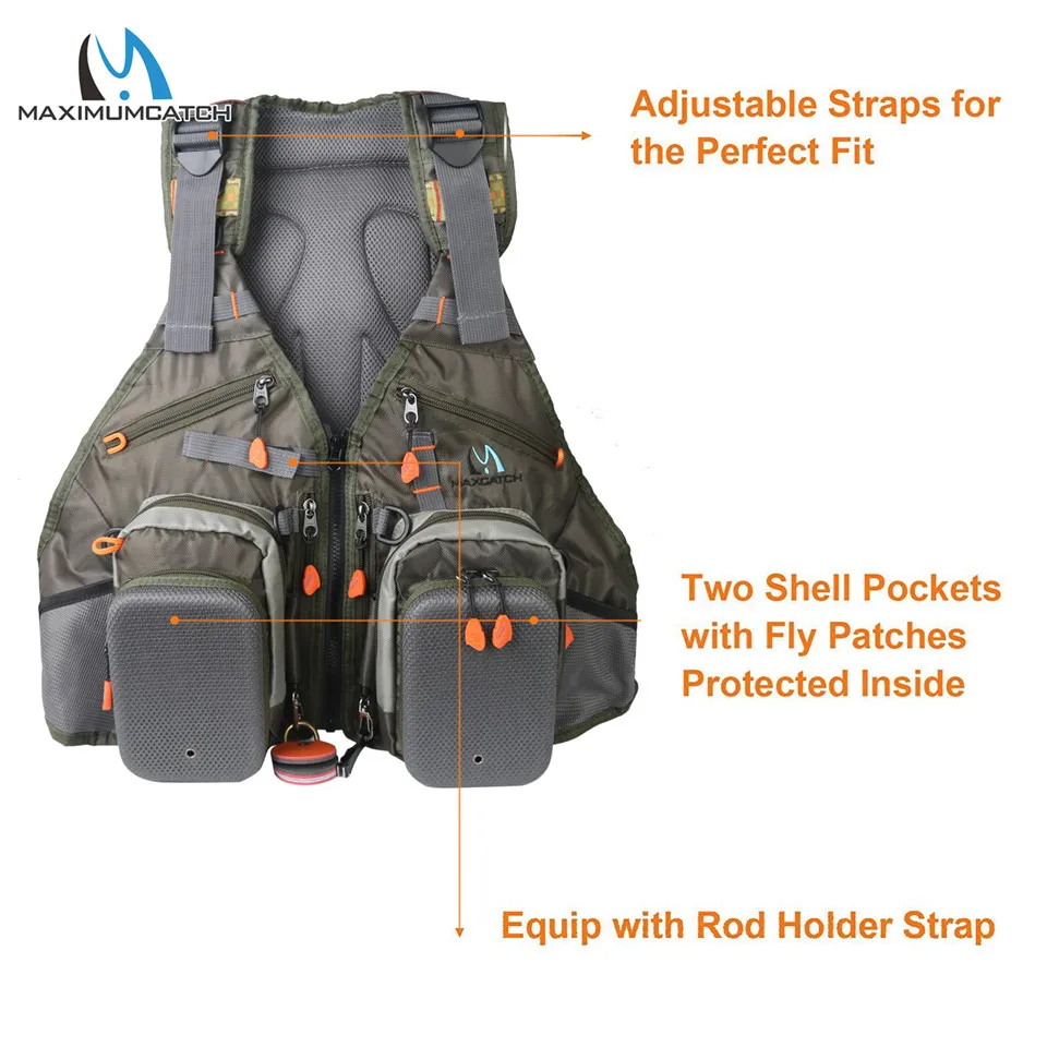 Maxcatch Fly Fishing Vest Backpack Multi-pocket Chest Mesh Bag Outdoor Sports 