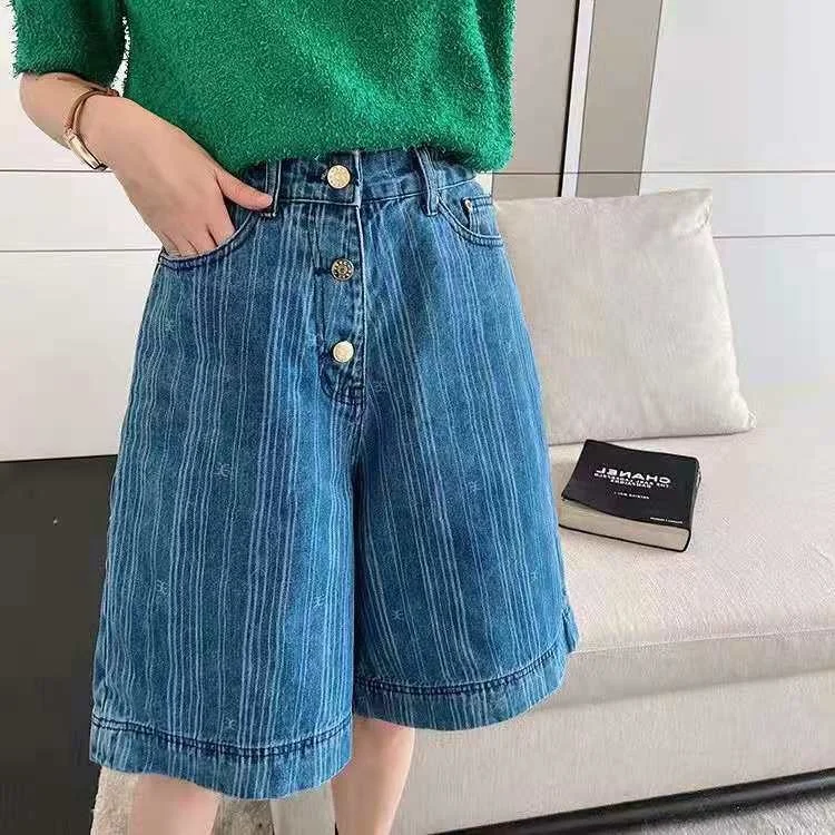 La versione corretta di eenk jeans shorts per donna 2021 inizio primavera  nuova Bermuda a righe casual vita alta slim Capris estate|Shorts| -  AliExpress