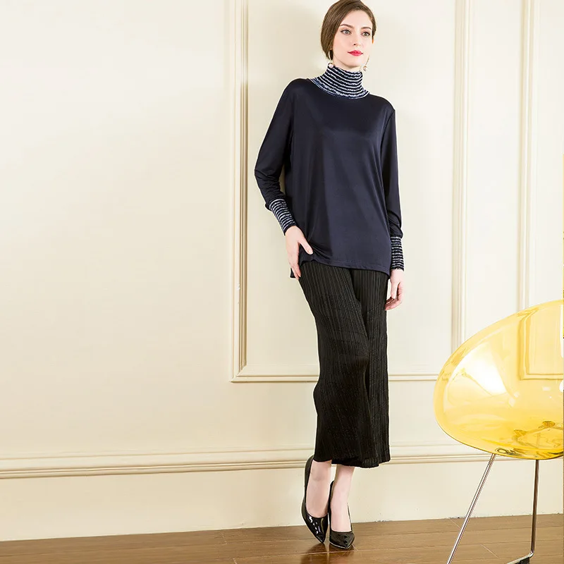 MIYAKE плиссированные модные повседневные широкие брюки осенние новые с высокой талией Джокер длиной до щиколотки брюки со складками