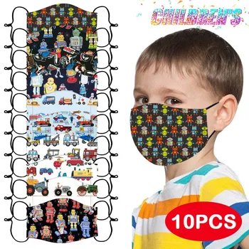 

10pcs Various Patterns Kids Boy Mask For Face Fashion Cartoon Print Mouth Cover Cute Lovely Masks For Girl Breathable Mascarilla