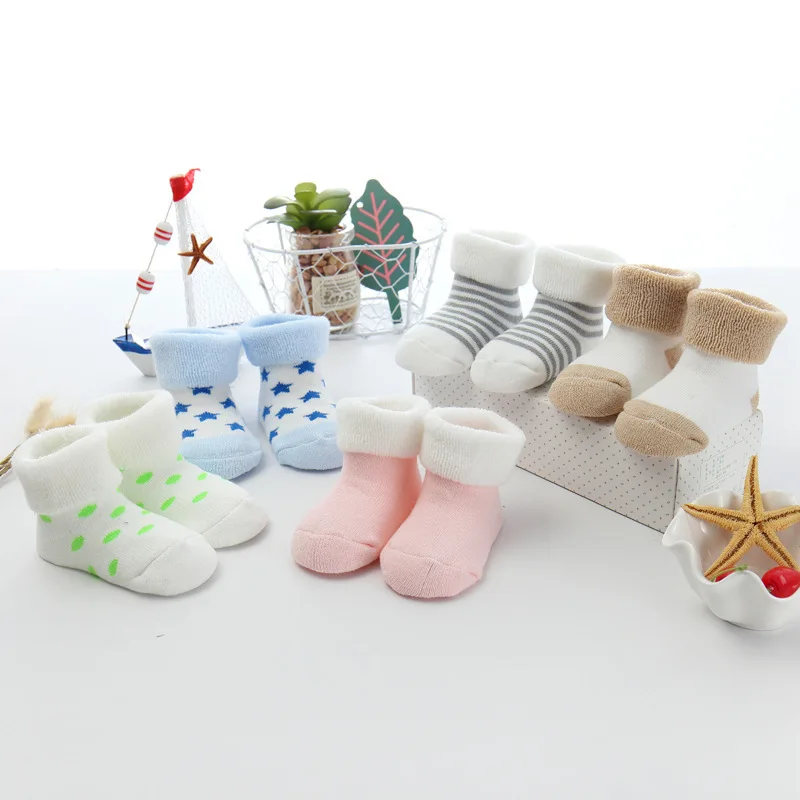 5 Pairs/lot 0 to 24M Newborn Baby's Terry Socks Winter Warm Socks For Infants Girls Boys Thick Sock For Toddler baby socks