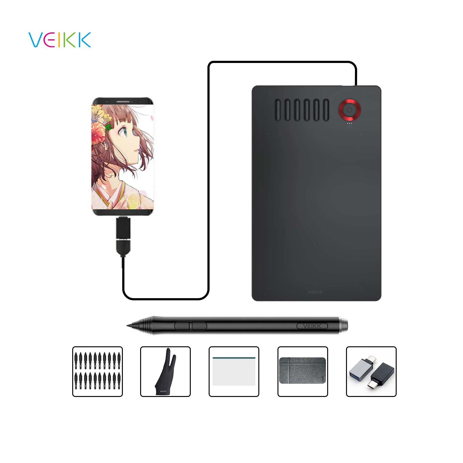 VEIKK A15Pro 10X6 inch Graphics Tablet Digital Pen Tablet Phone Drawing