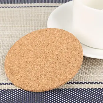 

5pcs Handy Round Shape Dia 9cm Plain Natural Cork Coasters Wine Drink Coffee Cork Tea Cup Mats Table Pad For Home Office Kitchen