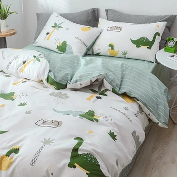 

Cartoon Children's Denim Bed Boys' Cotton Bed Sheet People Quilt Cover Girl Beddings Three 4-Piece Set 3