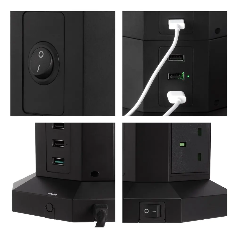 LESHP USB Smart Charging Socket 2 Layers 6 USB Ports Fast Charge Power Strip 3M Cable Anti Surge Prevention Energy-saving