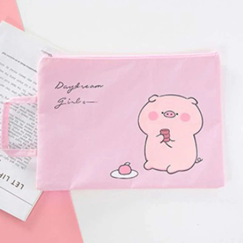 1 шт. A4 Сумка для документов Милая свинка папка сумка Kawaii большой емкости Ткань Оксфорд Высокое качество документы Папка Подарки для студентов