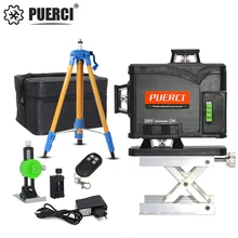 PUERCI 12/16 линия 4D лазерный уровень супер мощный самонивелирующийся крест линия 360 зеленый лазерный уровень с наружным
