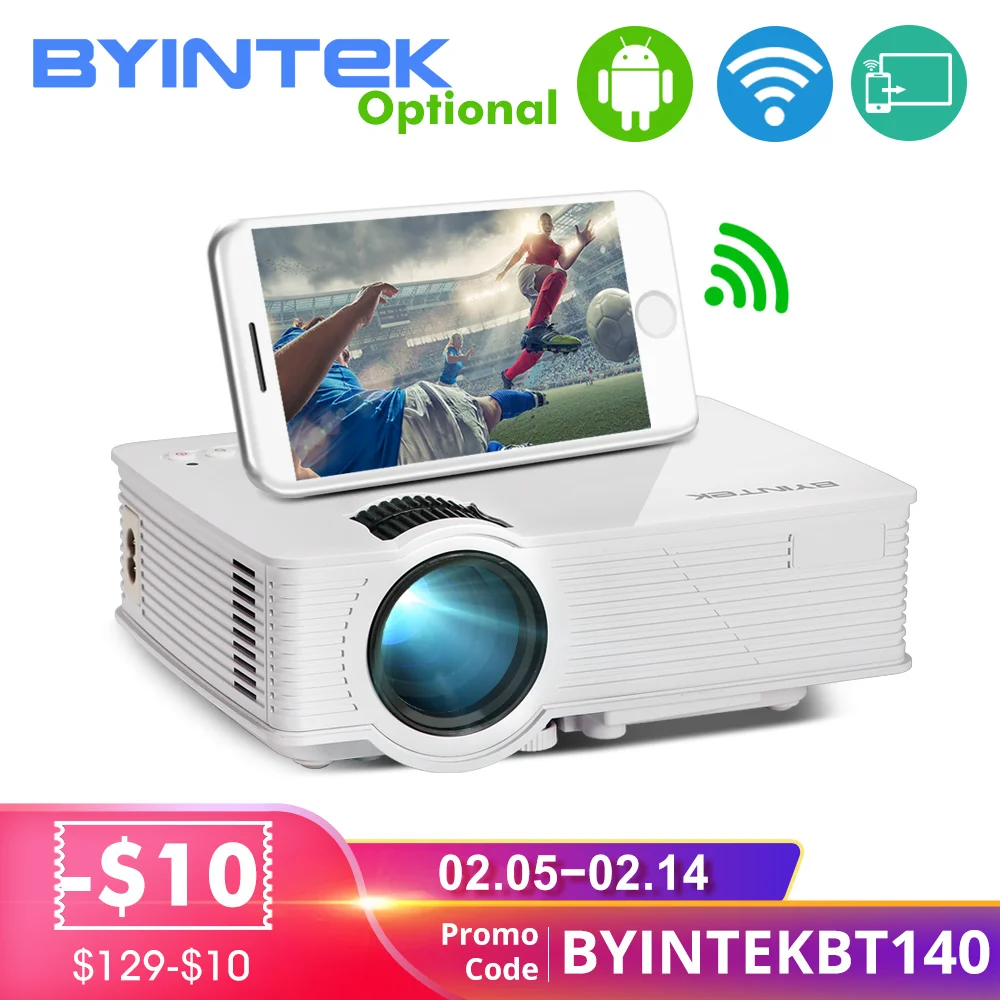  BYINTEK SKY BT140/BT140plus/BT140android Mini LED Projector HD Home Theater (Optional: Wireless dis