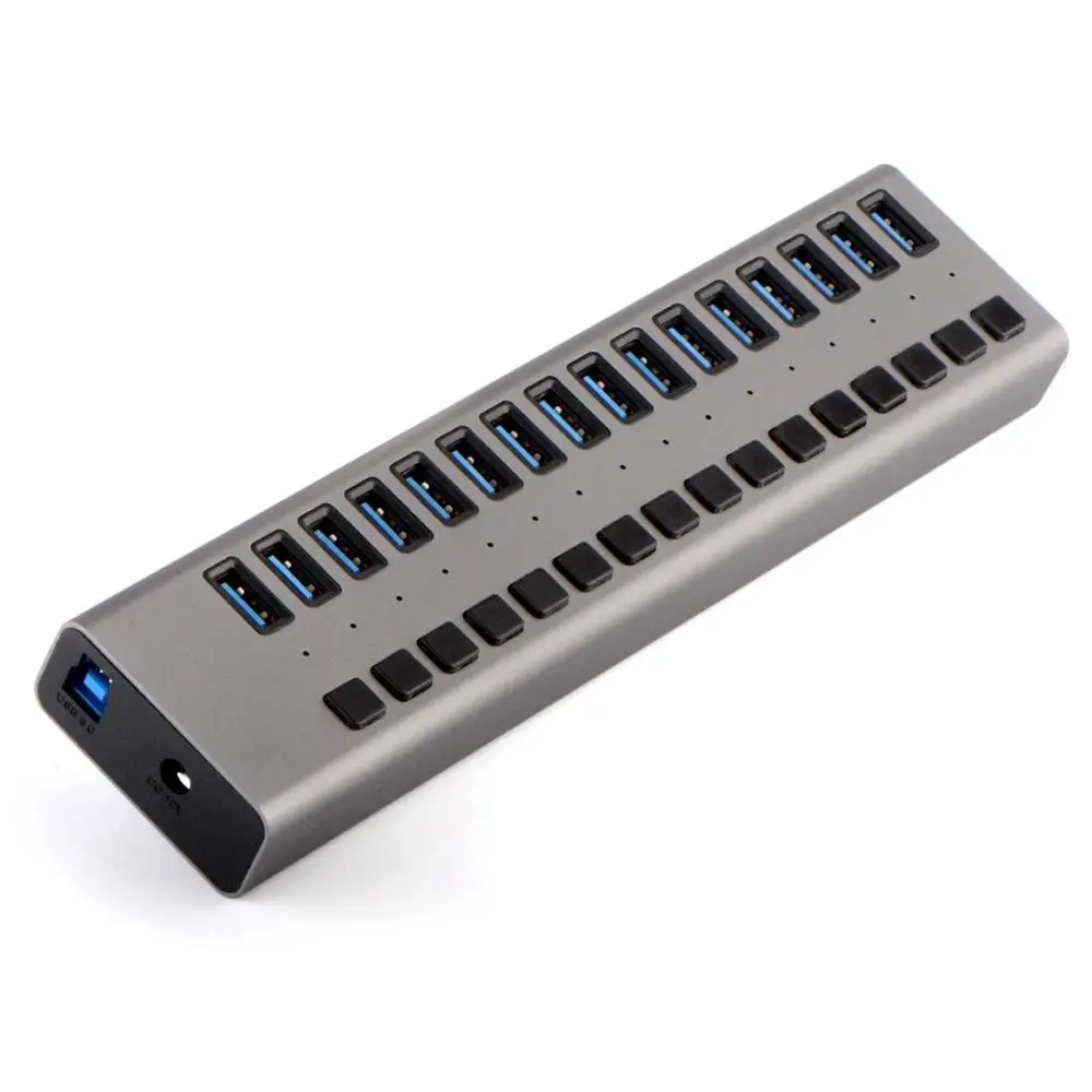  Adaptador de alimentación externa USB HUB 30 16 puertos interruptor divisor USB Hub 12V 7.5A adapta