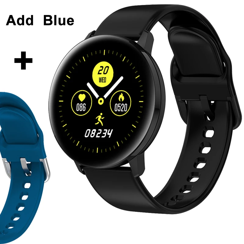 Add a blue strap Смарт-часы для женщин, фитнес-трекер, водонепроницаемый смарт-браслет, измерение сердечного ритма, кровяного давления, Smartband для Android IOS - Цвет: Add a blue strap