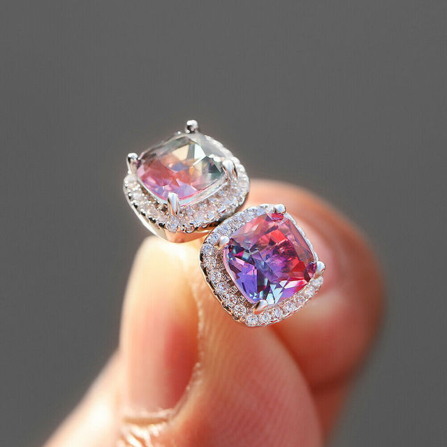 Korea Sweet Cute Flower Crystal Temperament Geometric Shiny Zircon Earrings Statement Earrings for Women Girl Pendientes