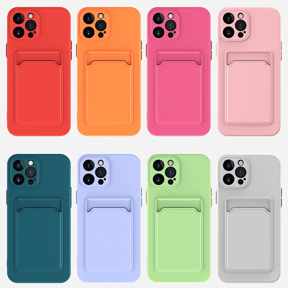 Kartensteckplatz-Taschenhalter-Telefonhülle für iPhone 15 14 13 12 11 Pro Max Mini XS XR 7 8 Plus SE 2022 TPU-Geldbörse weich stoßfest_voghion.com