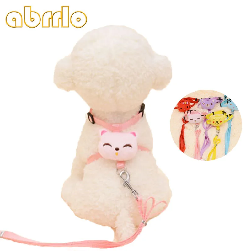 

Abrrlo Cute Pet Dog Leashes Set Puppy Leads for Small Dogs Cats Lovely Animal Design Adjustable Dog Harness Pet Accessories XS/S