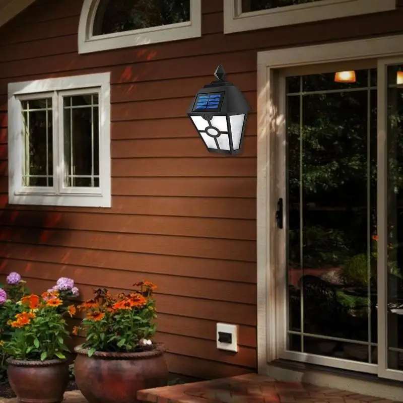 LED Solar Power Light Control Wall Light Outdoor IP65 Waterproof Energy Saving Street Flame Light Home Garden Security Lamp