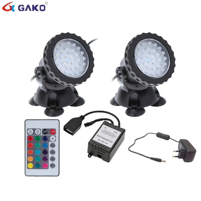 

Aquarium LED Spot Light with Remote Control 2Pcs 5W Fish Tank Pond Garden Colourful Waterproof Light