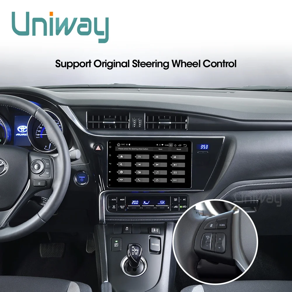 Uniway A17KLL9071 android 9 0 автомобильный dvd навигатор для toyota corolla/auris 2016 2017 Радио стерео