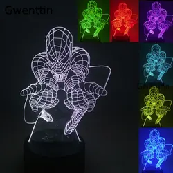 3D Led Иллюзия ночные светильники Супермен Человек Паук USB мультяшный стол лампа Touch 7 цветов изменить для детей подарок светильники
