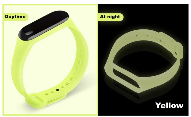 Luminous yellow 10 шт./упак. умный Браслет Xiaomi Mi band 4/3 ремешок из мягкого силикона для Mi 4 Mi band 3 ремешок Ремешок Mi 4 3 аксессуары браслет - Цвет: Luminous yellow