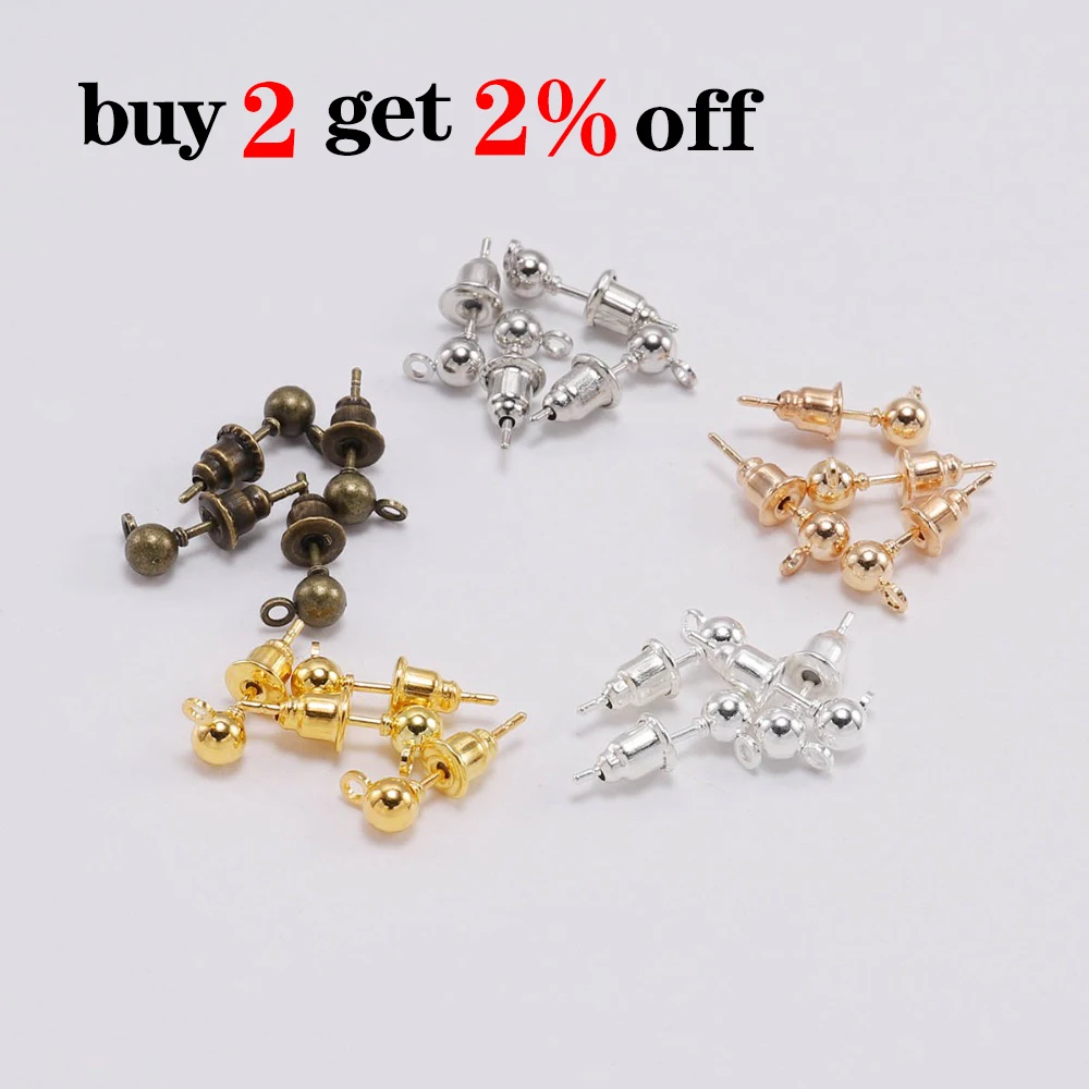 20-50pcs/lot 3/4/5/6mm Pin Findings Stud Earring Basic Pins