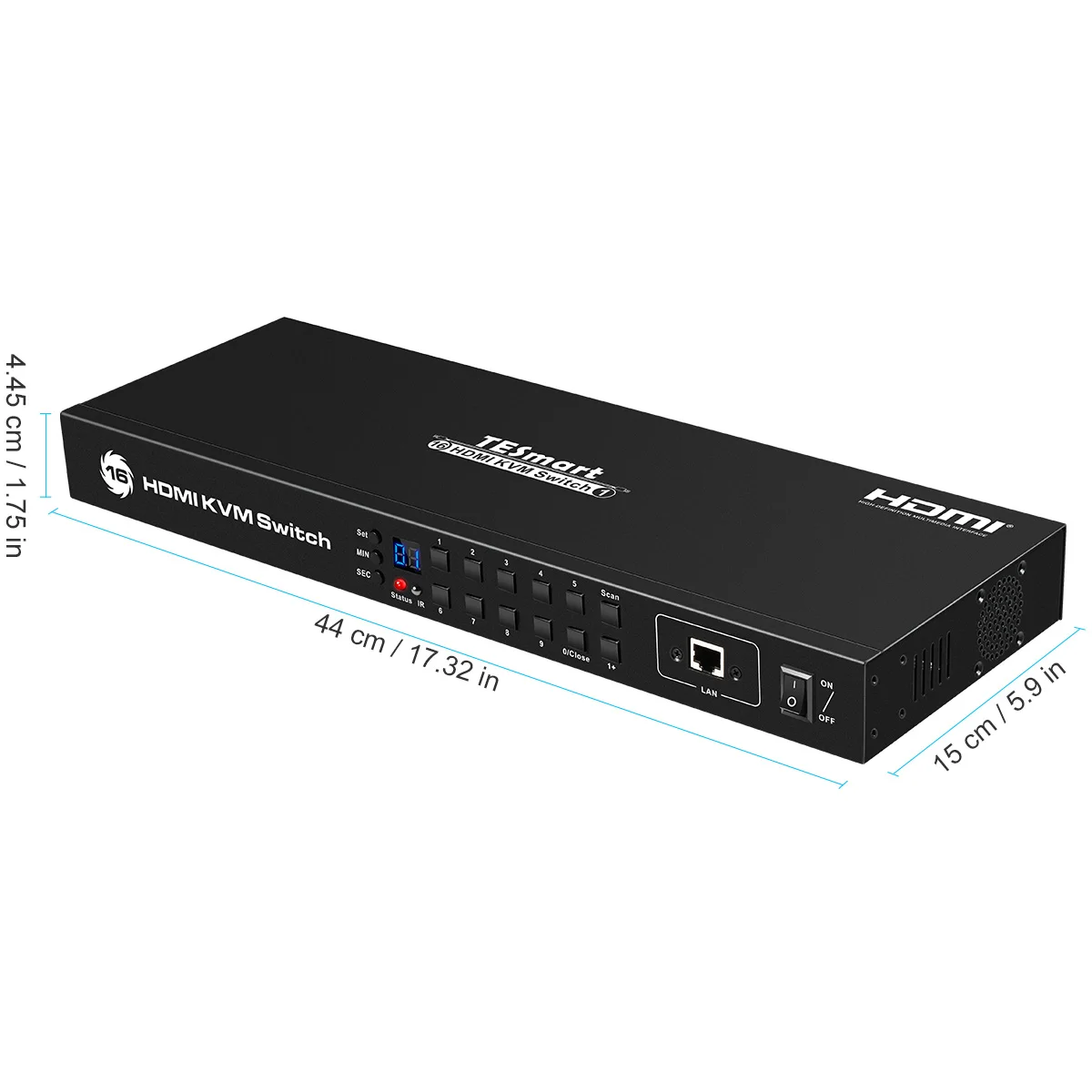 TESmart 4K UHD 16 портов HDMI KVM переключатель консольный переключатель для монтажа в стойку с 8 шт 5 футов KVM кабель USB 2,0 устройство 16 портов Входное управление