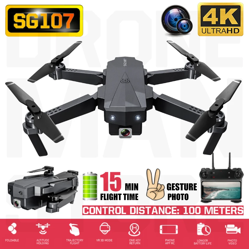 Радиоуправляемый квадрокоптер SG107 Дрон 4K HD камера Wi Fi FPV удерживание высоты