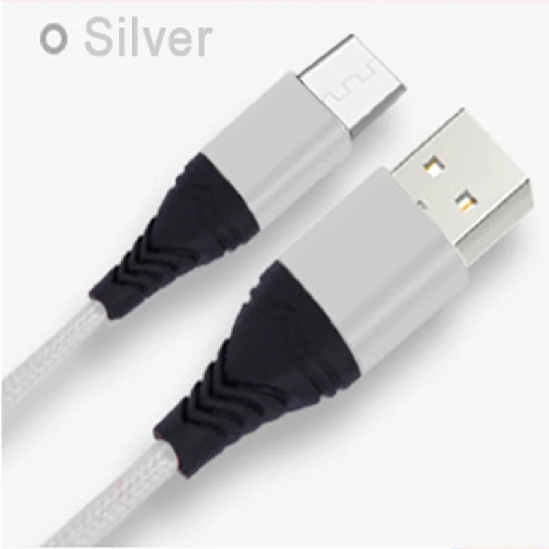 Android Silver Android универсальный USB кабель для передачи данных для мобильного телефона для тип-c IOS нейлоновый Плетеный зарядный кабель 2.4A Быстрая зарядка 1 м/2 м - Цвет: Android Silver