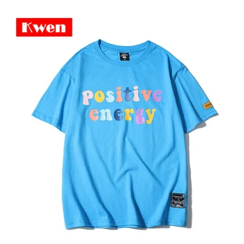 

2019 Tshirt Short Sleeve Cotton Men Harajuku T Shirt Positive Energy Colorful Print Hip Hop T-Shirts Streetwear Summer