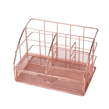 

Hot Sale Iron Storage Basket Mesh Bottom Drawer Design Push-pull Groove Division High Capacity Holder