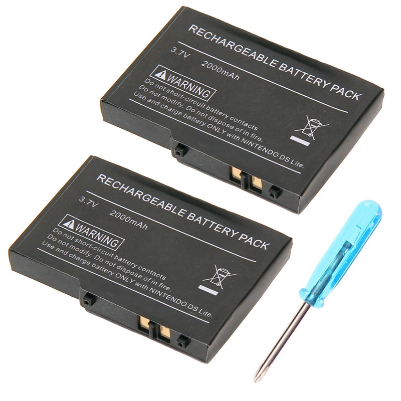 2pc 2000mah 3.7v Rechargeable Lithiumion Battery For Nintendo Ds Lite
