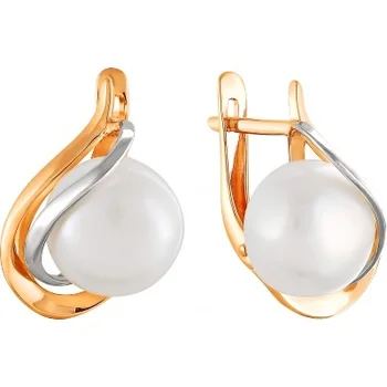 

Примаэксклюзив earrings with 2 pearls in red gold