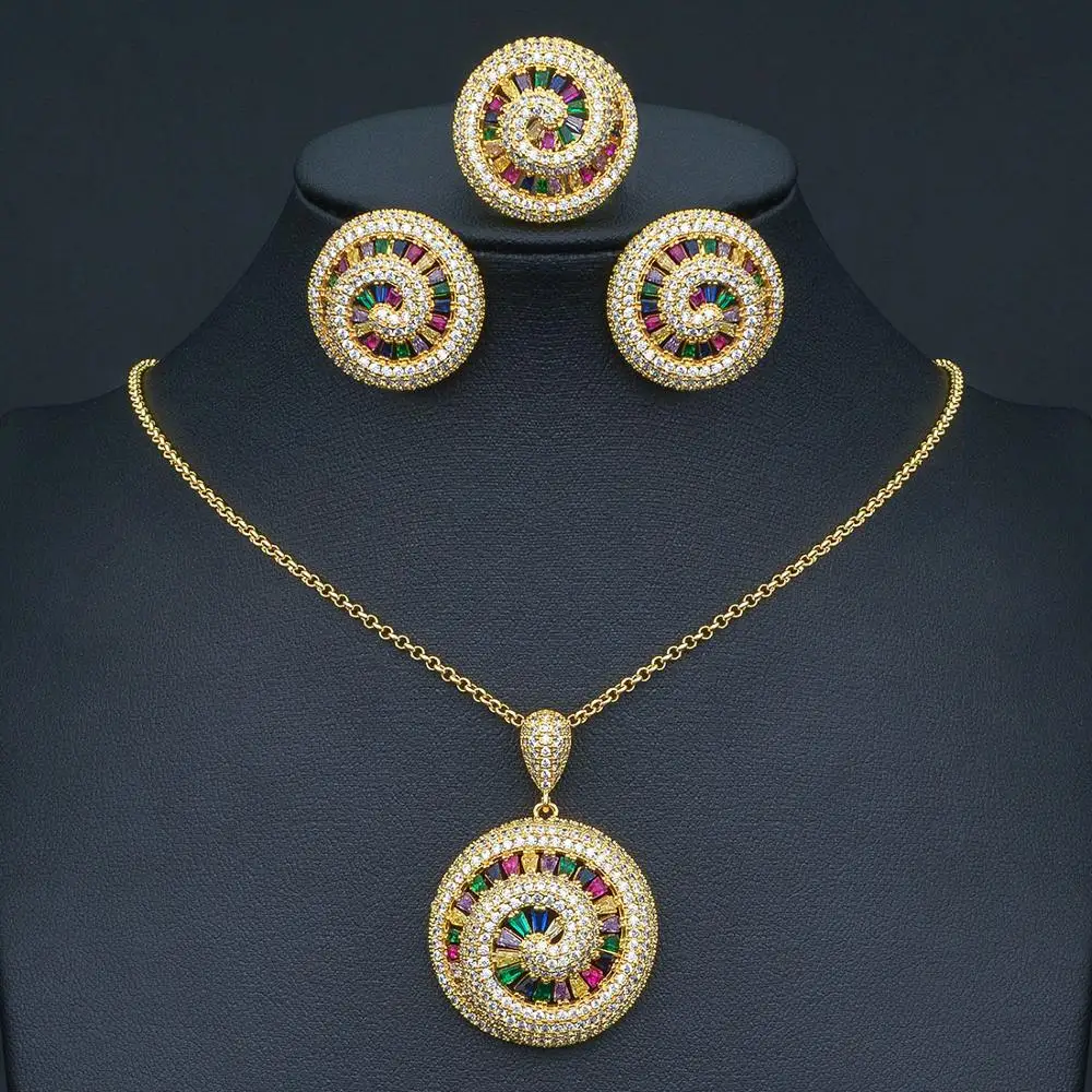 Комплект из колье серёг и кольца с фианитом | Украшения аксессуары